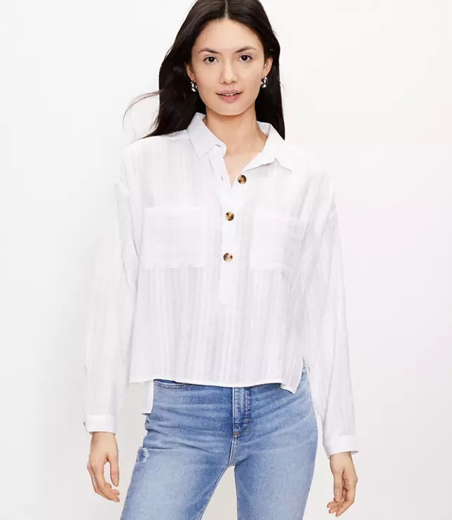 Petite Pocket Henley Shirt | LOFT