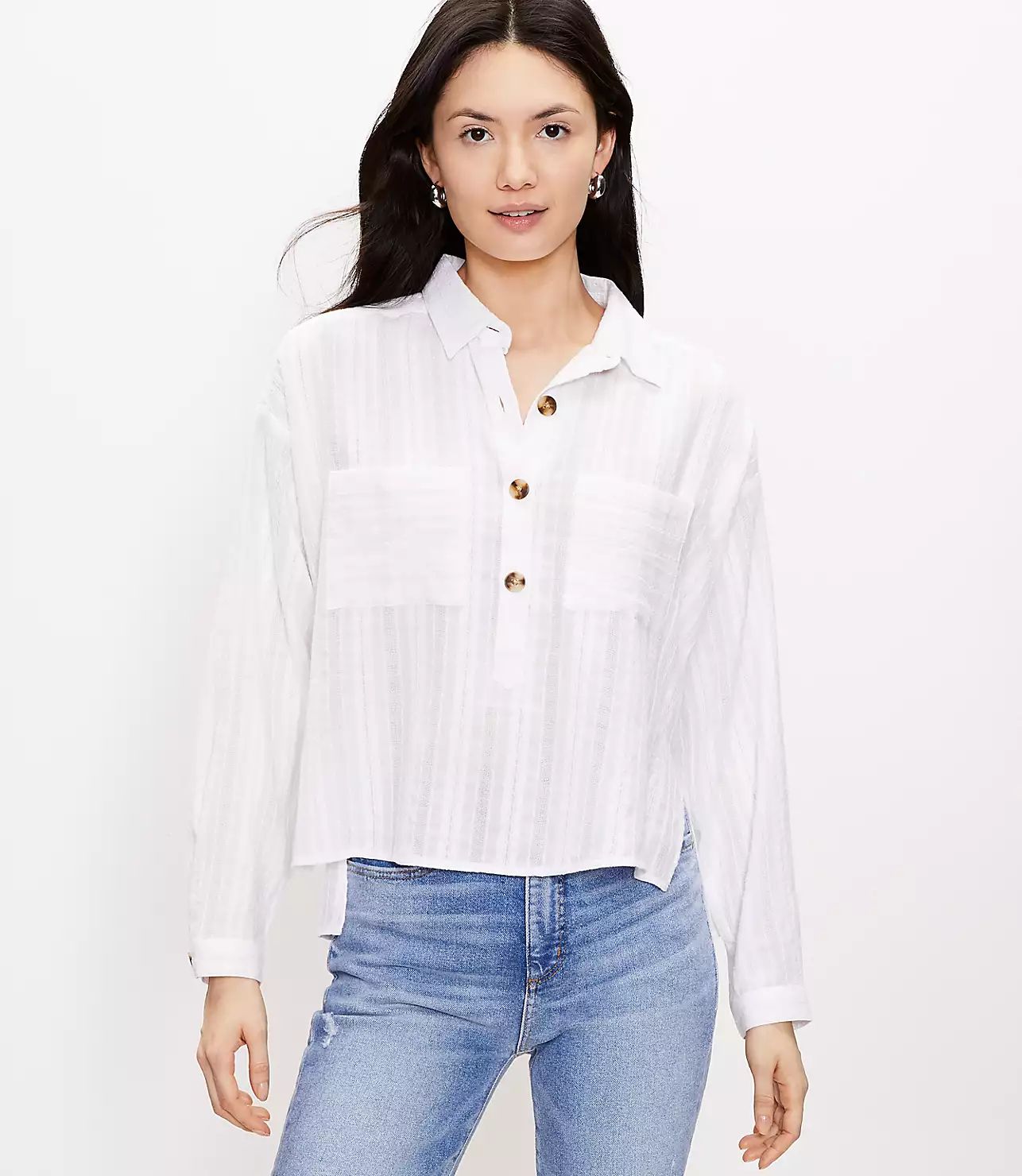 Petite Pocket Henley Shirt | LOFT