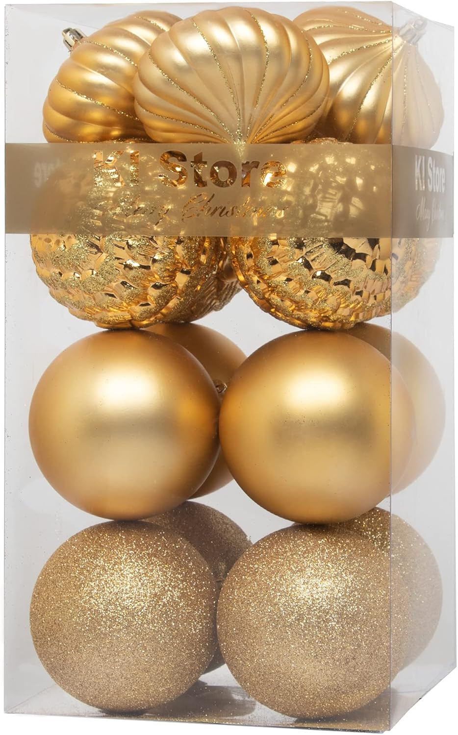 KI Store Large Christmas Balls Gold 4-Inch 16pcs Shatterproof Christmas Tree Ball Ornaments Decor... | Amazon (US)