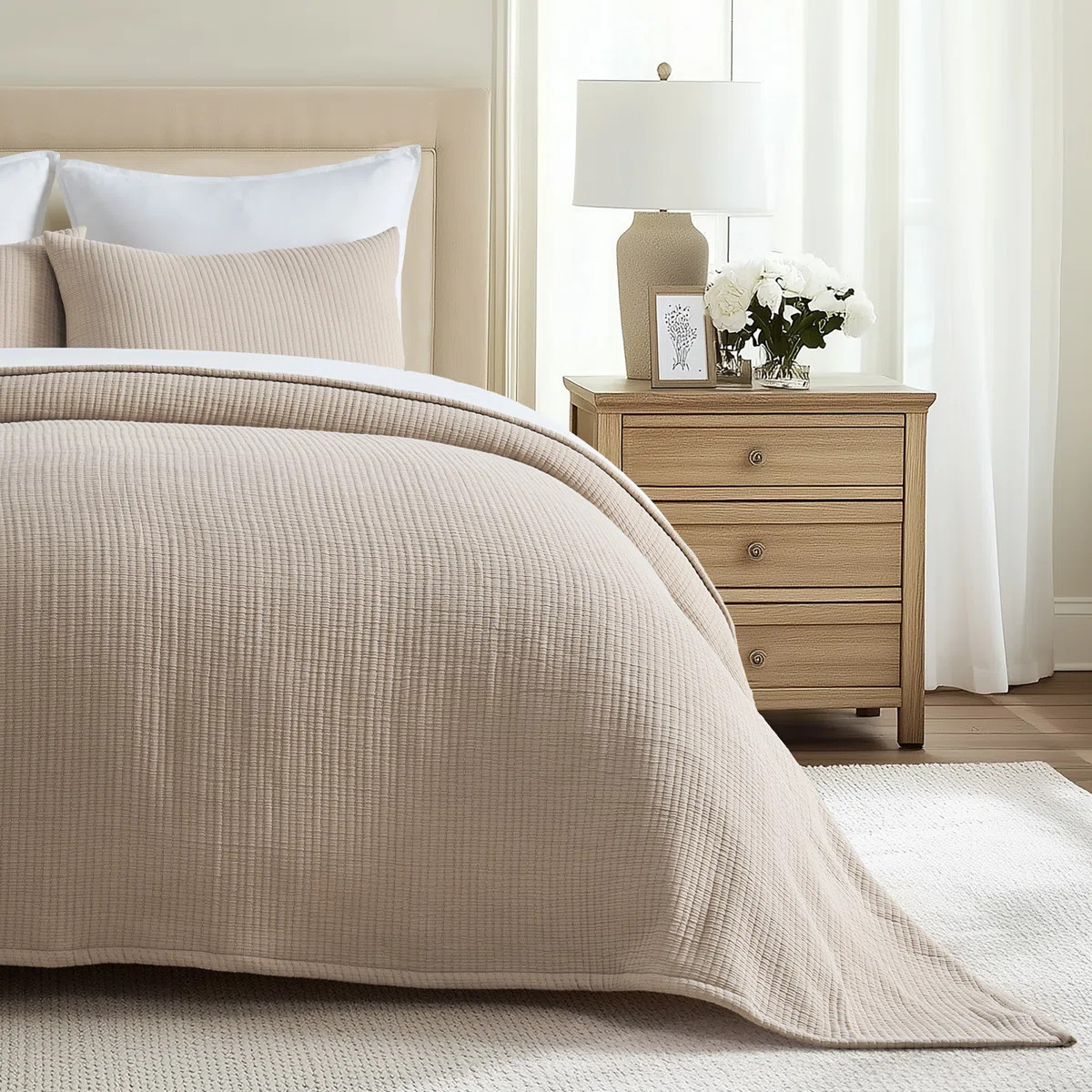Solid Cotton Gauze Pick-stitch Matelesse Coverlet Bedspread set | Wayfair North America