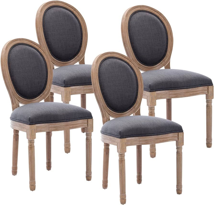 Kiztir French Country Dining Chairs Set of 4, Farmhouse Dining Chairs with Round Backrest, Mid Ce... | Amazon (US)