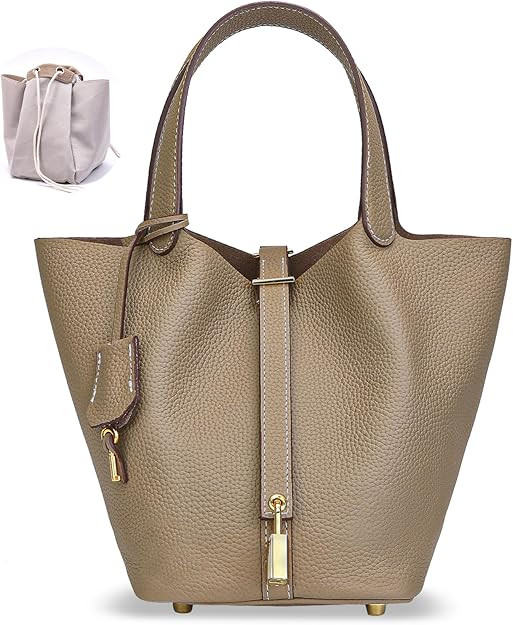 Designer Leather Bucket Bags for Women: Trendy Genuine Leather Tote Purses - Luxury Satchel Top-H... | Amazon (US)