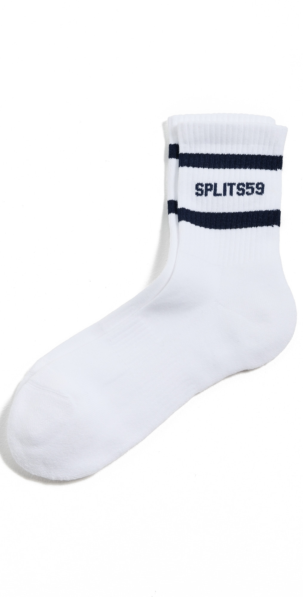 Splits59 Logo Stripe Quarter Socks White/Indigo One Size | Shopbop