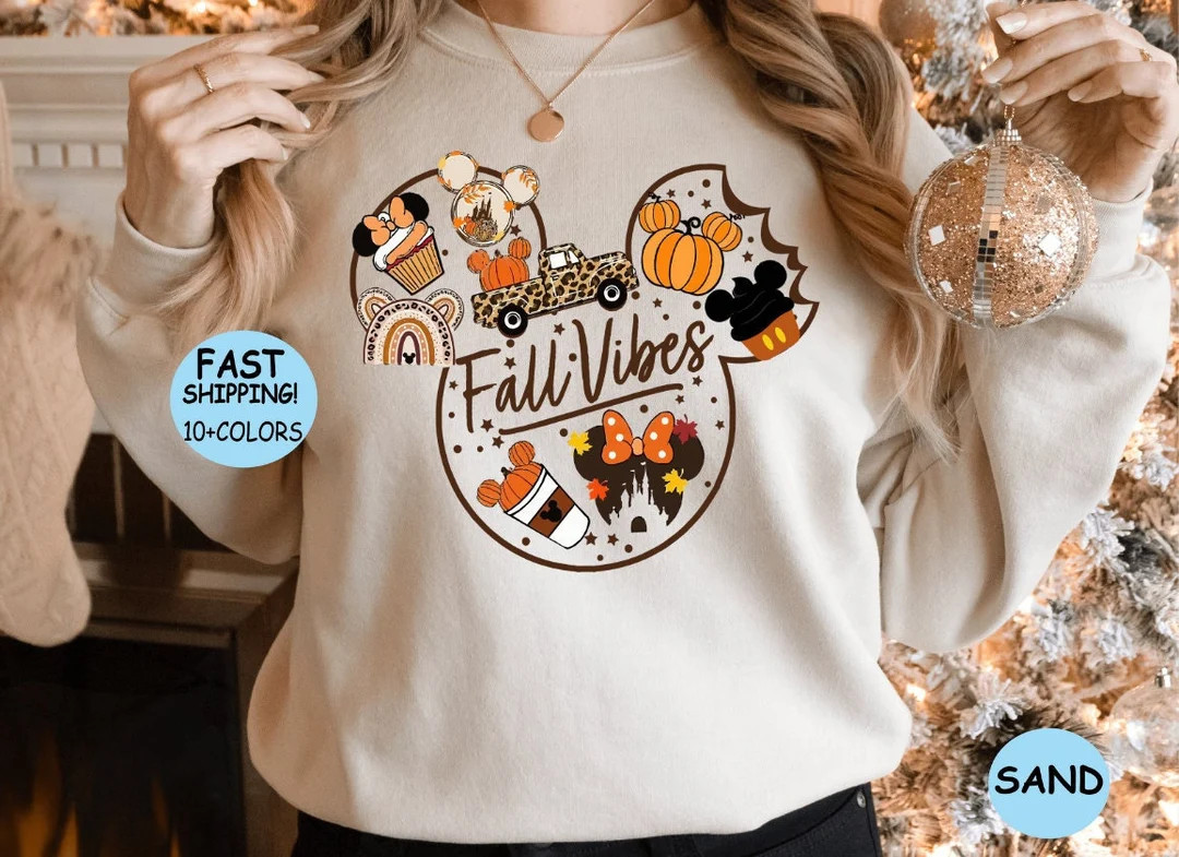 Disney Fall Shirt, Mickey Fall Vibes Shirt, Fall Vacation Hoodie, Disney Halloween Sweatshirt, Th... | Etsy (US)