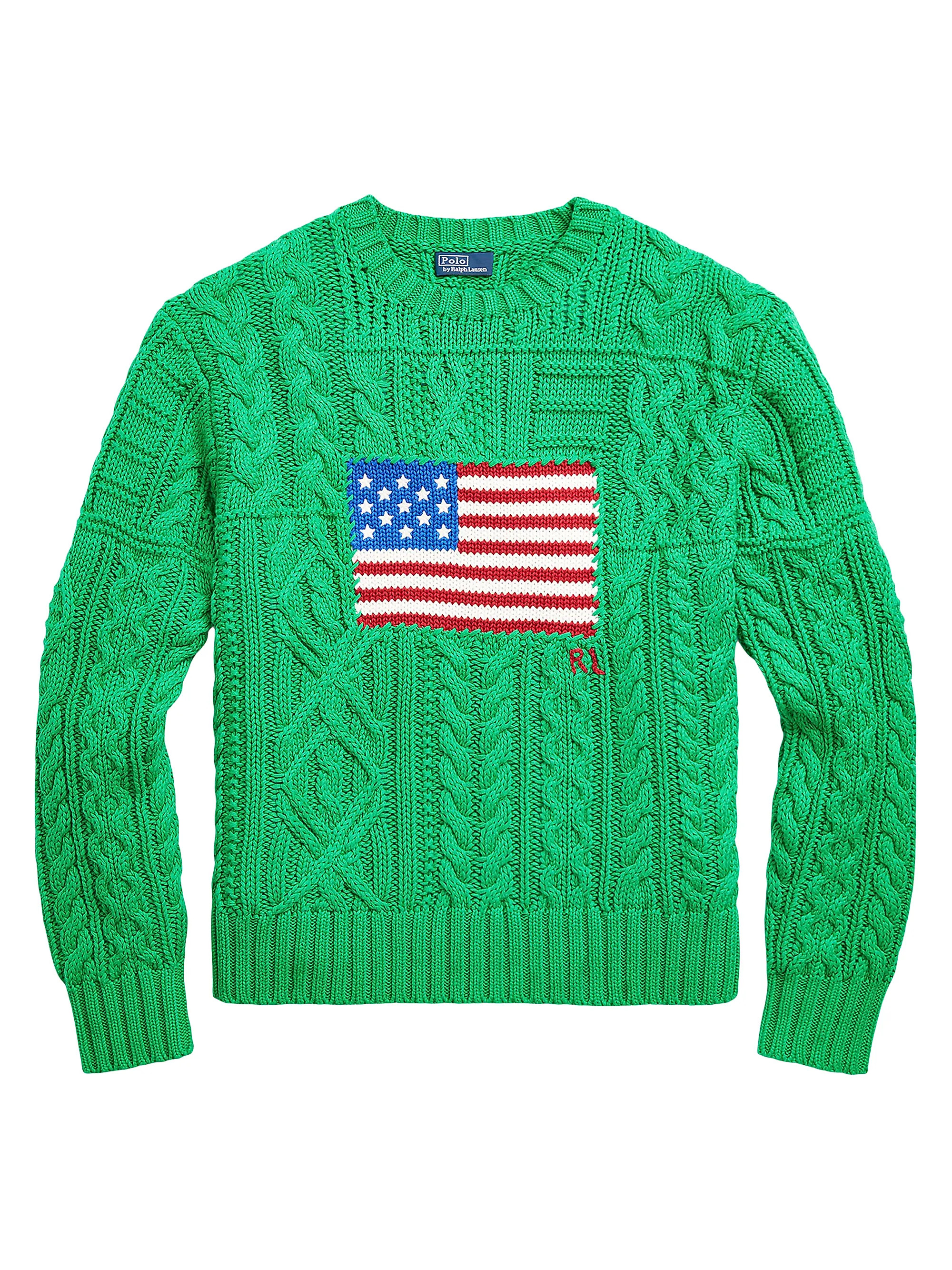 Shop Polo Ralph Lauren Oversized Flag Cotton Sweater | Saks Fifth Avenue | Saks Fifth Avenue