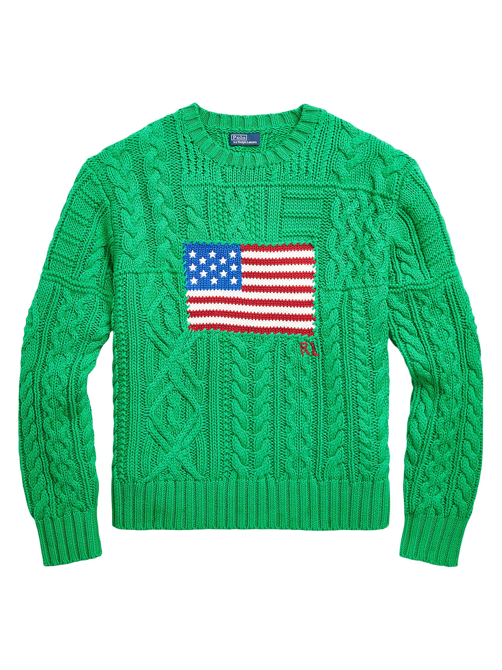 Shop Polo Ralph Lauren Oversized Flag Cotton Sweater | Saks Fifth Avenue | Saks Fifth Avenue