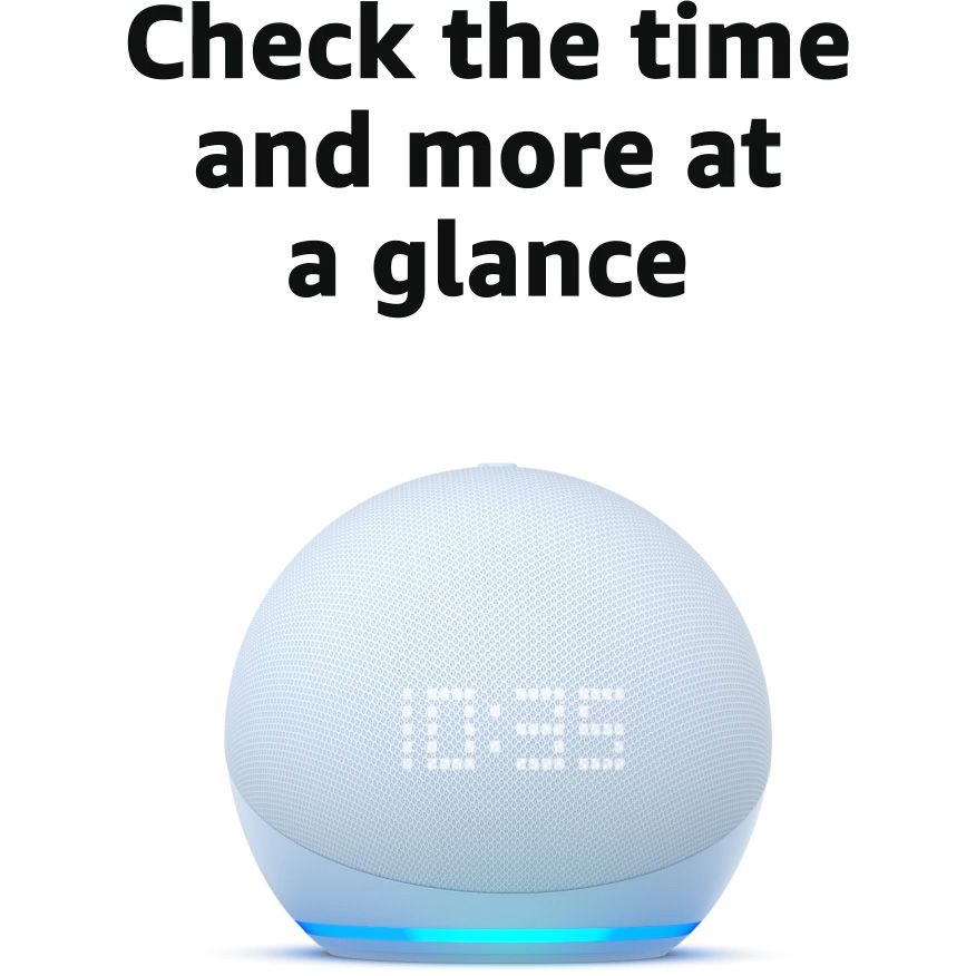 Amazon Echo Dot (5th Gen) with clock | Compact smart speaker with Alexa and enhanced LED display for | Amazon (US)