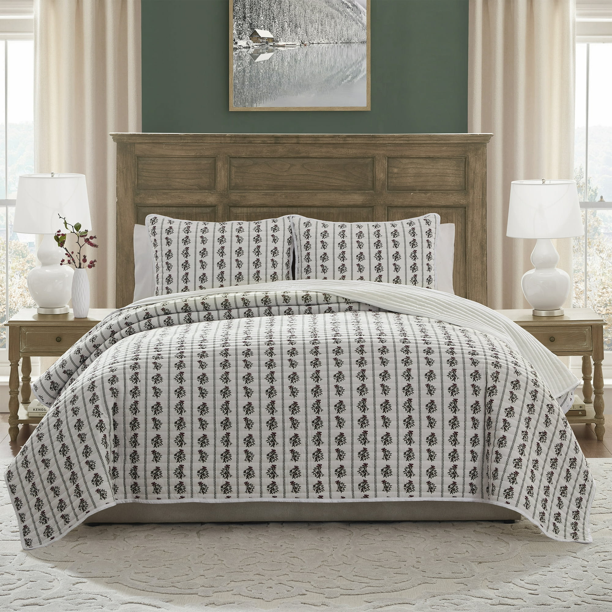 My Texas House Missie 3-Piece Multi Mistletoe Adult Quilt Set, King | Walmart (US)