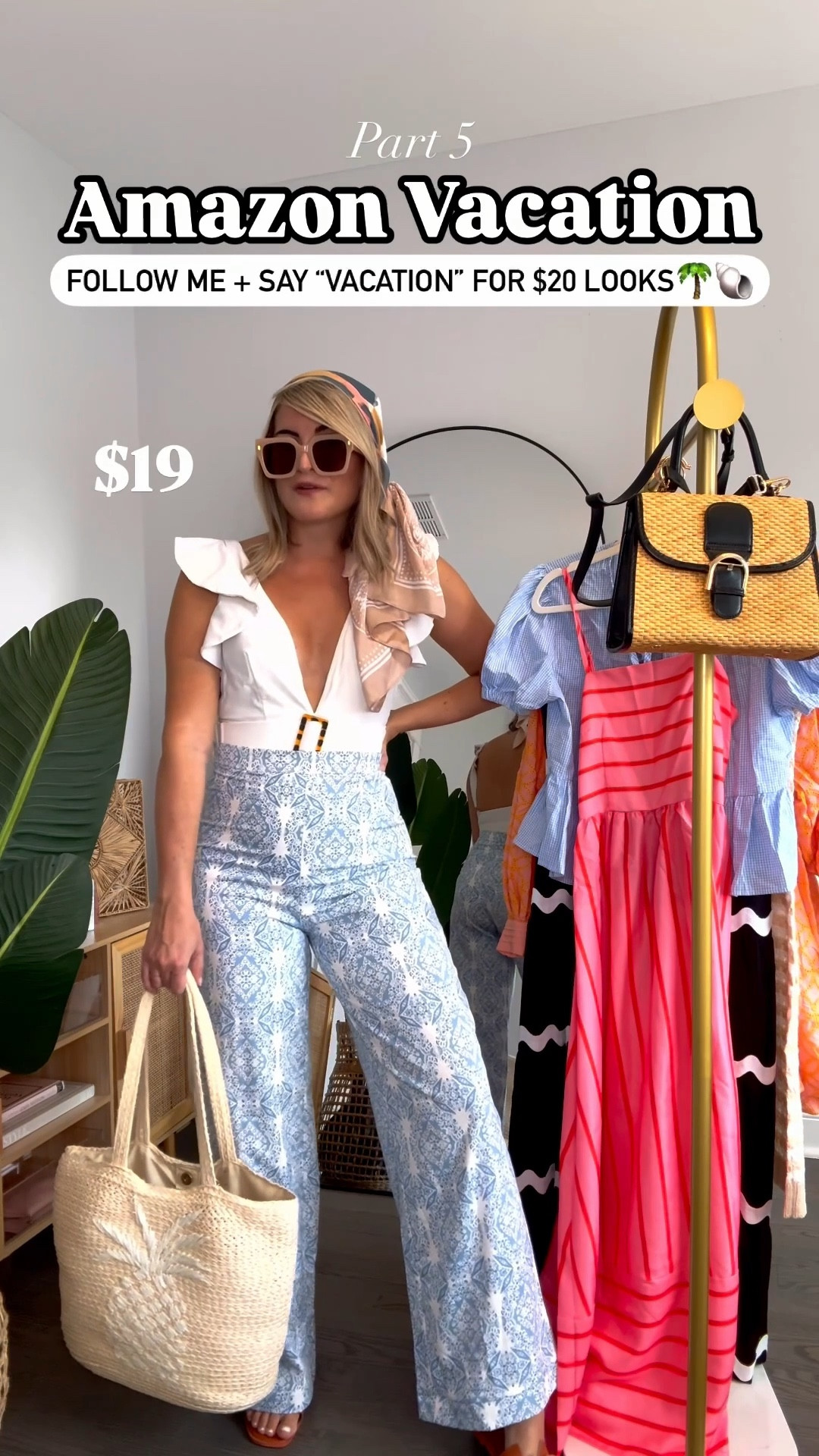 AMAZON VACATION Pt. 5🌴🐚
So many $20 looks! Found the BEST of the Best vacation outfits & put them in one easy list for you! 🐚Note, The most flattering & gorgeous $18 white Swimsuit  was sold out on Amazon so I linked the Walmart one & the leopard swim is from Target! All the rest Amazon:
🌴$10 Bags, Sunnies & Accesories 
🐚$20 Swim, Comfy Seamless Bras, Travel Set, Shorts & more 
🫶$30 Dresses & Skirts you’ll love! 
The seamless bras & Vacay outfits are Perfection! 

✨SIZING✨ I’m a size small in all bathing suits, dresses, shorts, tops pictured. All run TTS!
.
Swimwear, resortwear, Amazon must have, Amazon deals, airport outfit, travel outfit, Target sale, target swim, target shoes, Amazon bathing suits, Amazon swimwear, Amazon sarongs, Amazon coverups, beach coverups, sandals, Amazon coverups, Amazon shots, Amazon white shorts, white shores, Amazon striped top, striped blue top, beach bag, beach hat, bronze oil, skincare, beach bag, cross body bag, Amazon dresses, vacation dress, swimsuit, sunglasses, travel outfit, travel set 2 piece set, Amazon two piece set 

#LTKSaleAlert #LTKTravel #LTKSwim