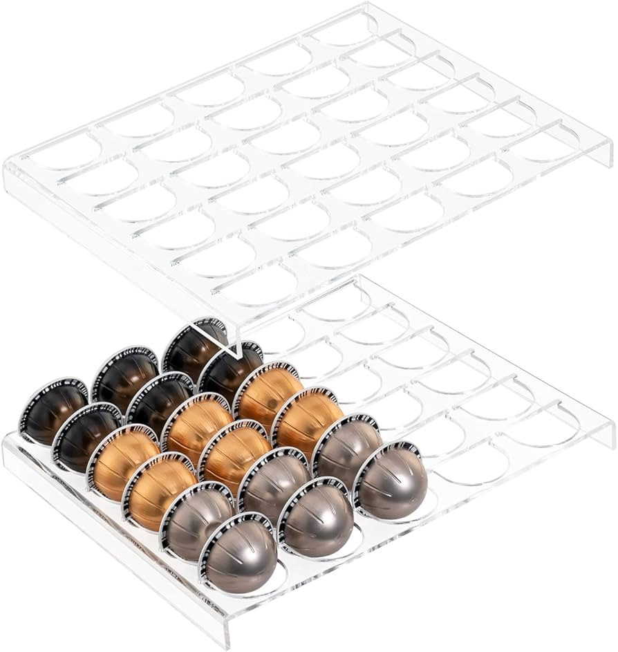 SUMERFLOS 2-Sets Coffee Pod Holder Storage Tray Compatible with Vertuoline Capsule, Drawer Insert... | Amazon (US)