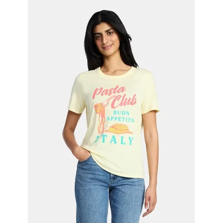 Pasta Club Women s Graphic Everyday Tee with Short Sleeves Sizes XXS-XXL | Walmart (US)