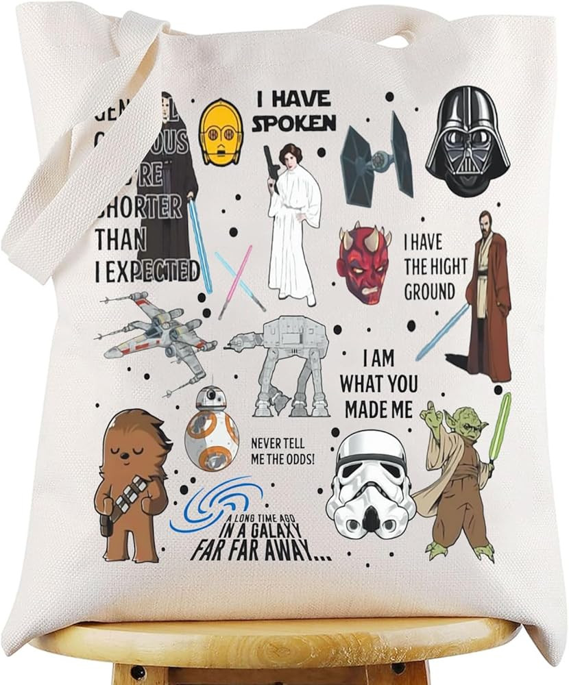 WZMPA Star Movie Tote Bag Helmets Inspired Gift Clone Wars Reusable Grocery Bag Cartoon Movie Lov... | Amazon (US)