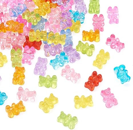 FASHEWELRY 200pcs Clear Acrylic Bear Beads Mixed Color Transparent Gummy Bear Spacer Beads Mini C... | Amazon (US)