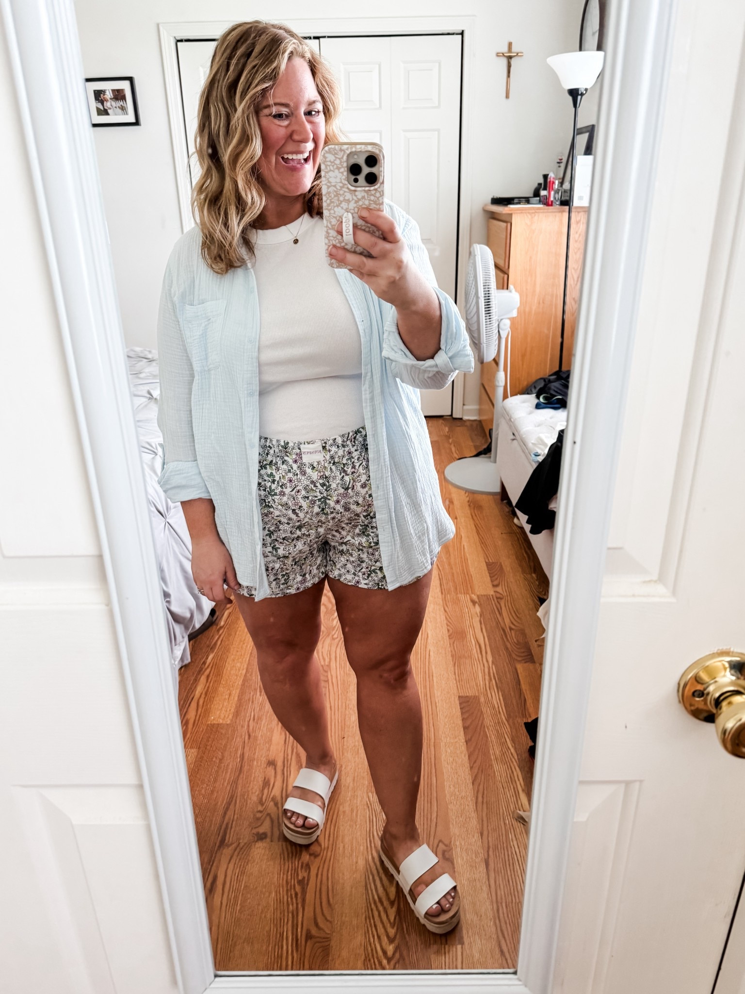 These floral boxer shorts are so cute.  I’m wearing an XL.  My gauze button down is older so I’m linking similar ones.  

#LTKMidsize #LTKSeasonal #LTKFindsUnder50
