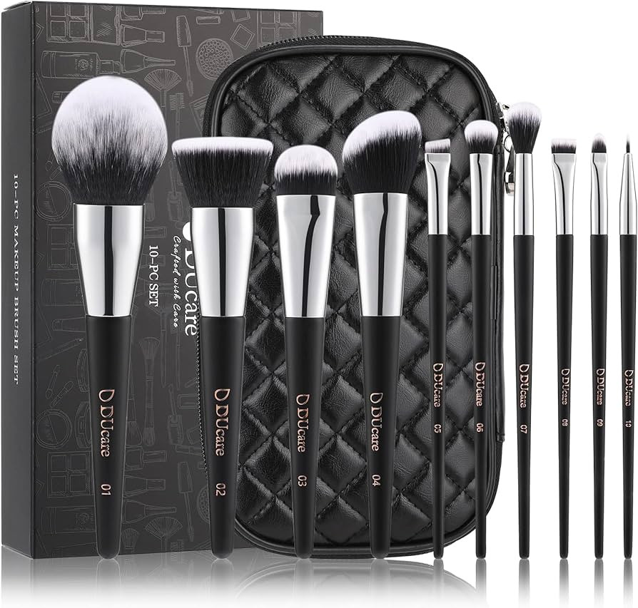 DUcare Makeup Brushes with Case 10Pcs Travel Makeup Brushset Women Gift Premium Synthetic Kabuki ... | Amazon (US)