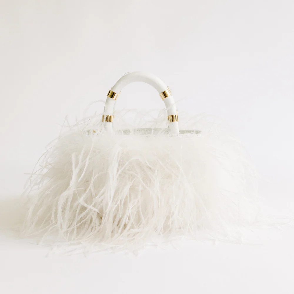 J. LOWERY EMILY Feather Bag | White | J. LOWERY