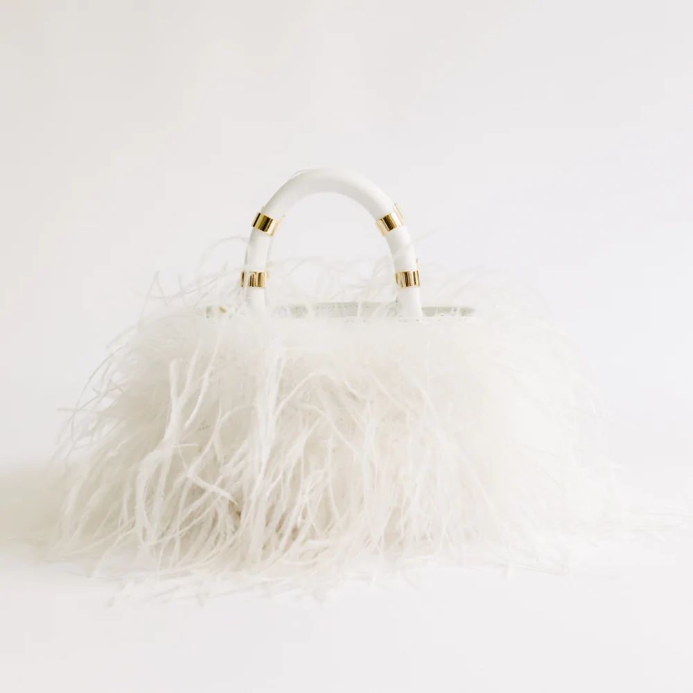 J. LOWERY EMILY Feather Bag | White | J. LOWERY