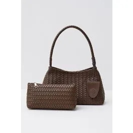 Veiny Faux Leather Handmade Woven Bag in Brown | Chicwish