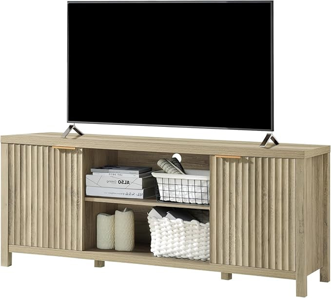 Fluted TV Stands for Living Room, Heavy Duty Entertainment Center with Storage, Mid Century Moder... | Amazon (US)