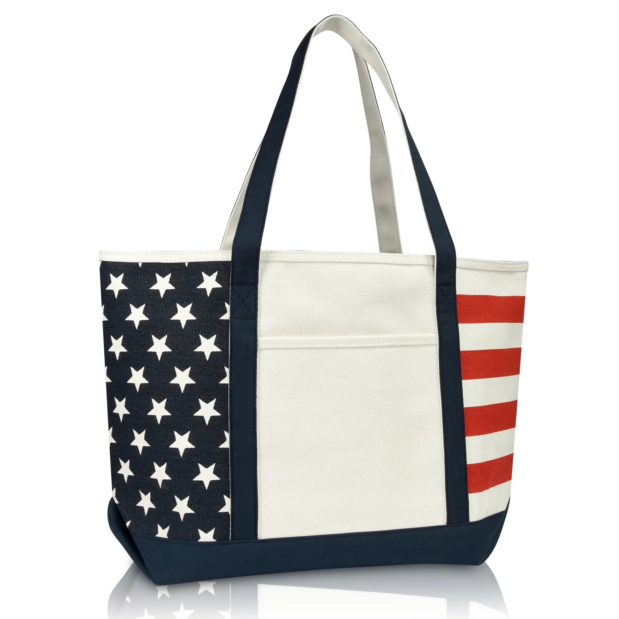 DALIX Striped Boat Bag Premium Cotton Canvas Tote Red White Blue USA Stars Stripes 4th of July - ... | Walmart (US)