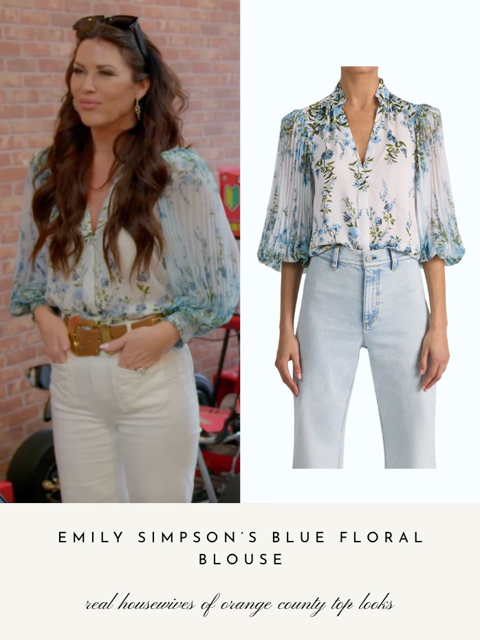  Emily Simpson's Blue Floral Blouse 

 