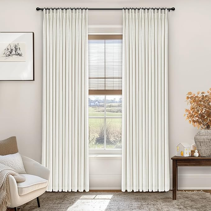 INOVADAY Pinch Pleated Curtains, 100% Light Blocking Linen Pinch Pleat Blackout Curtains for Bedr... | Amazon (US)