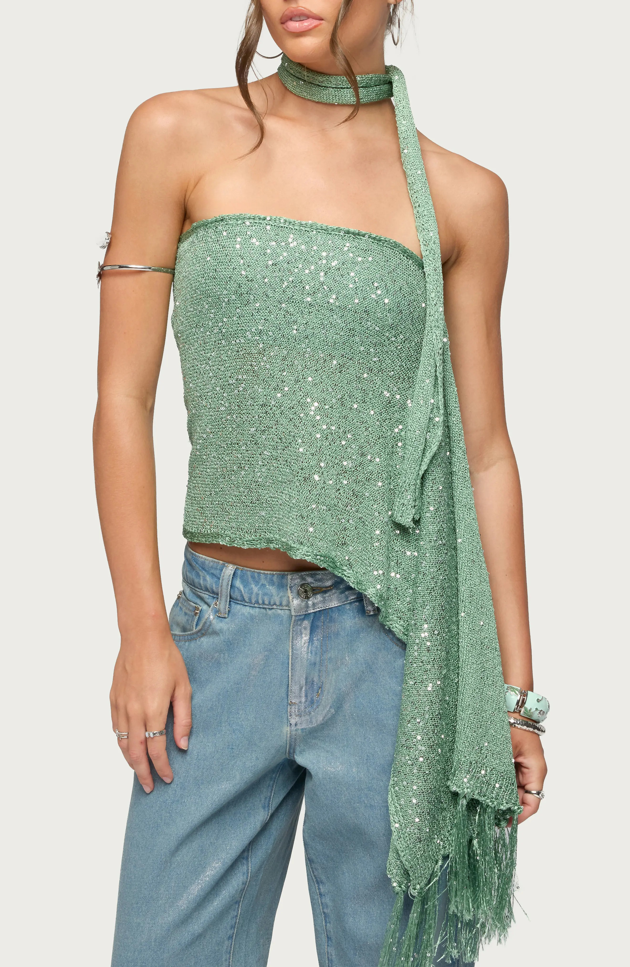 Two-Piece Sequin Scarf Top (Women) | Nordstrom | Nordstrom
