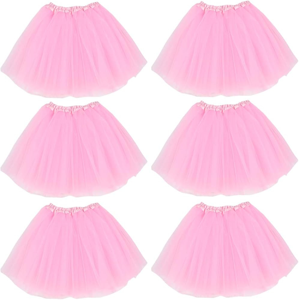 kilofly 6pc Pink Girls Ballet Tutu Kids Birthday Princess Party Favor Dress Skirt Set | Amazon (US)