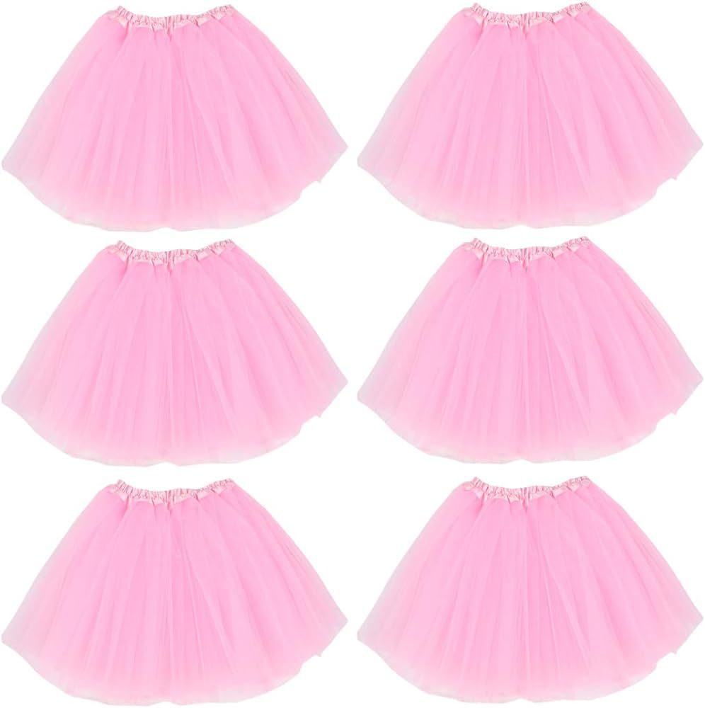 kilofly 6pc Pink Girls Ballet Tutu Kids Birthday Princess Party Favor Dress Skirt Set | Amazon (US)