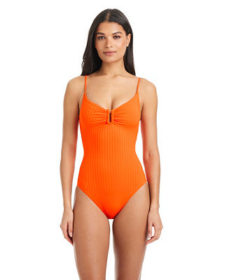 Sanctuary Women's Refresh Ribbed V-Neck One-Piece Swimsuit - Macy's | Macy's