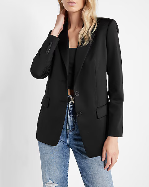 Nylon Notch Lapel Boyfriend Blazer | Express
