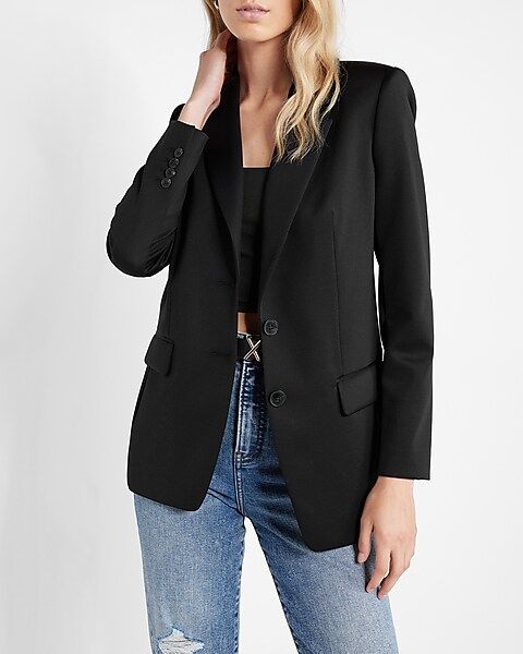 Nylon Notch Lapel Boyfriend Blazer | Express