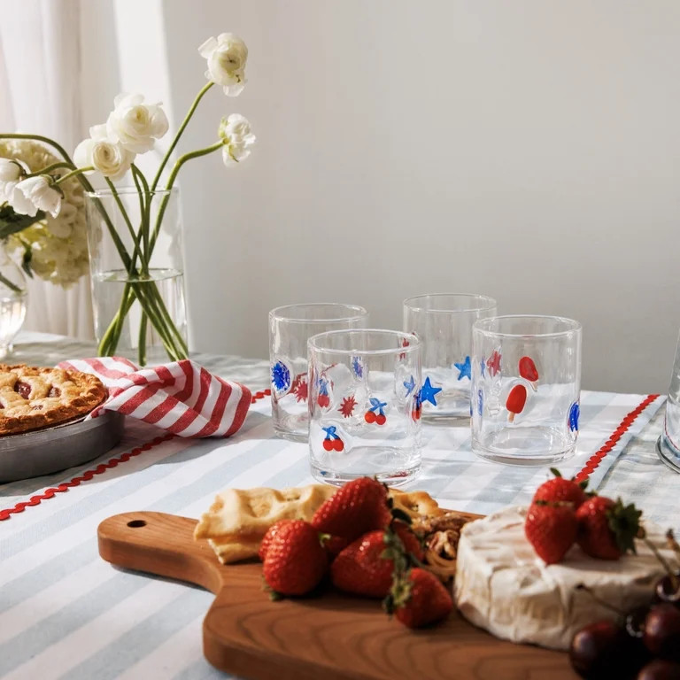 Thyme & Table 12 fl oz Patriotic Cherries Charm Drinking Glasses, Set of 2 | Walmart (US)