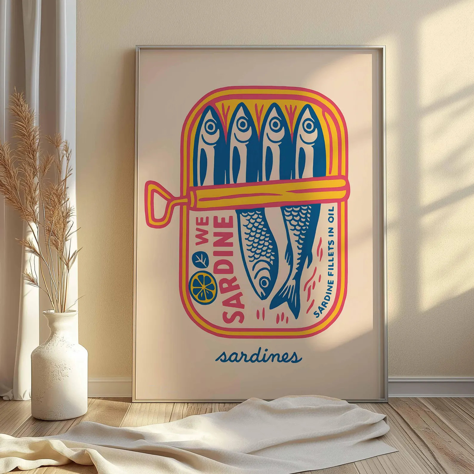 Tinned Sardine Painting Poster Gift for Dad Kitchen Poster Sardine Tin Art Retro Food Art Vintage... | Etsy (US)