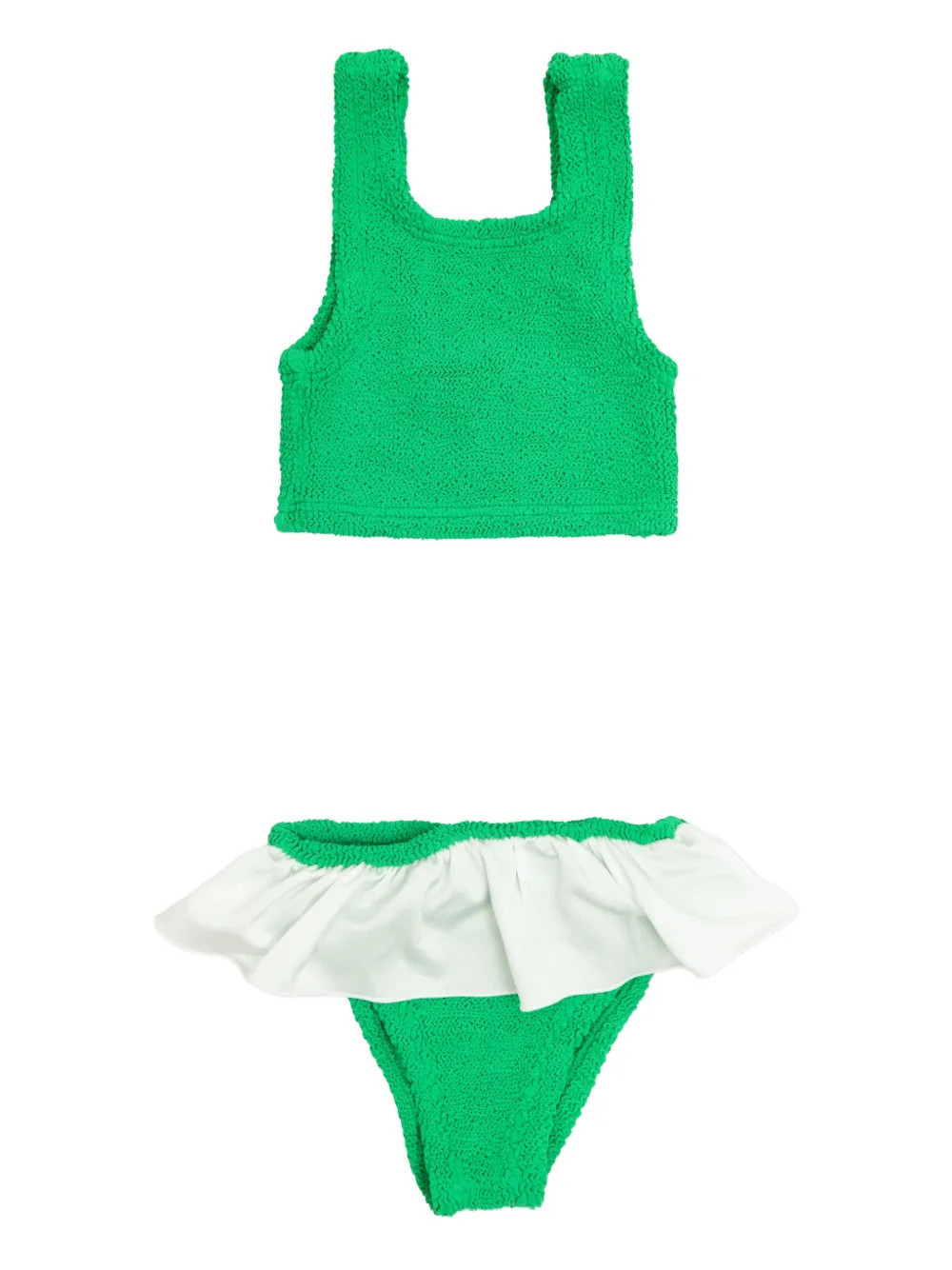 Hunza G Kids crinkle ruffled bikini - Green | Farfetch Global