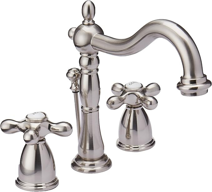 Kingston Brass KB1978AX Heritage Widespread Lavatory Faucet with Metal Cross Handle, Brushed Nick... | Amazon (US)