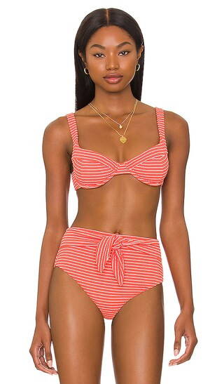 Lia Bustier Bikini Top in Chili Stripe | Revolve Clothing (Global)
