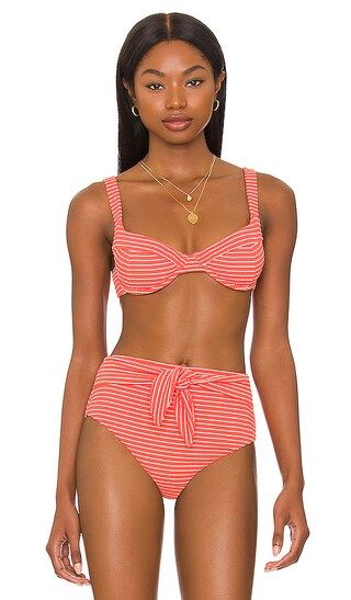 Lia Bustier Bikini Top in Chili Stripe | Revolve Clothing (Global)