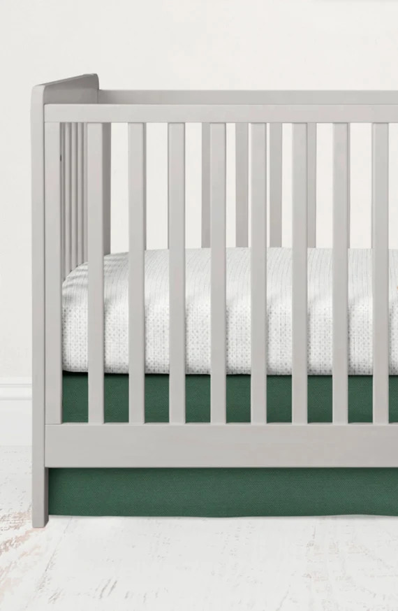 Hunter Green Crib Skirt, Forest Green Bedding, Pleated Crib Skirt, Straight Crib Skirt, Standard ... | Etsy (US)