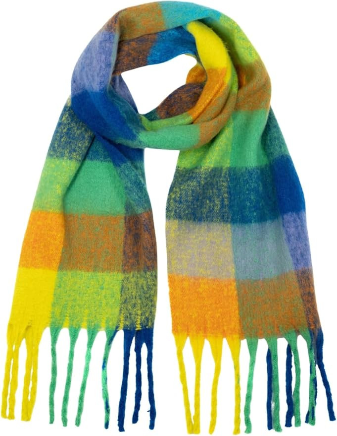 Oversize Blanket Checkered Plaid Scarf For Winter, Chunky Long Plaid Winter Scarf, Womens Scarf &... | Amazon (US)