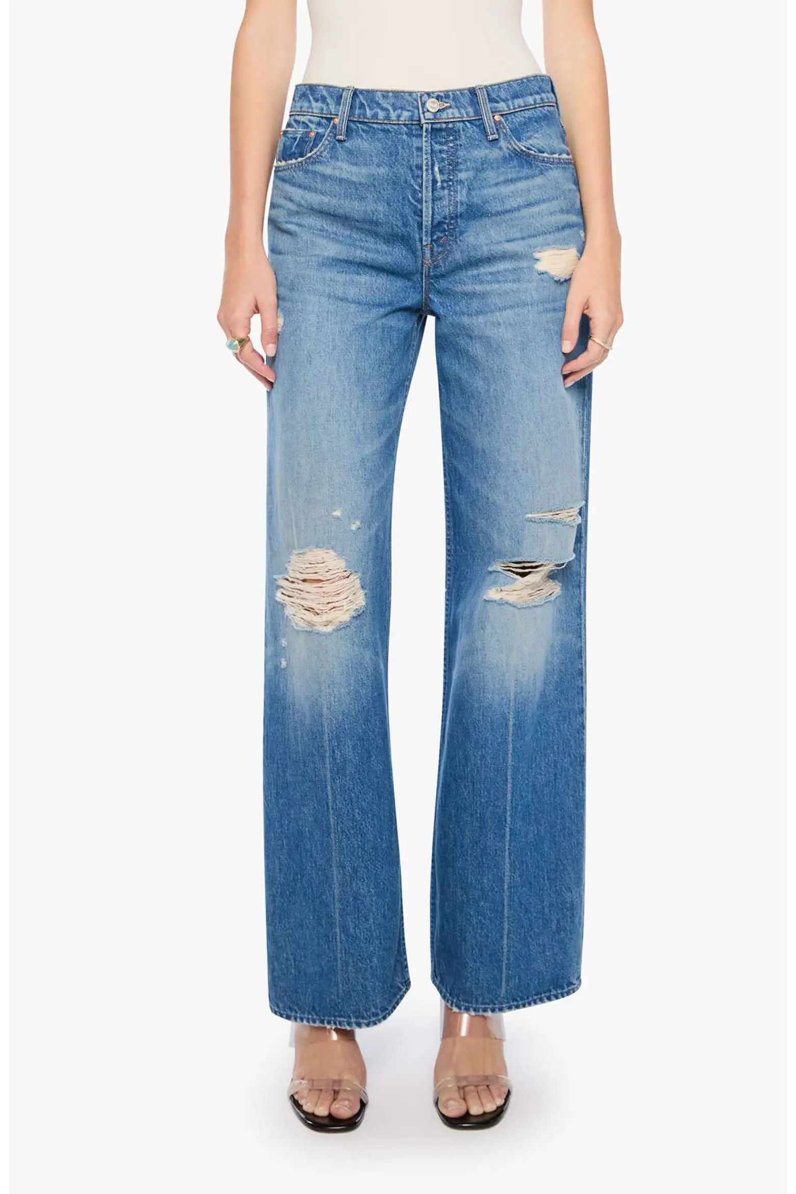 MOTHER The Rerun Zip Sneak Wide Leg Jeans (Women) | Nordstrom | Nordstrom