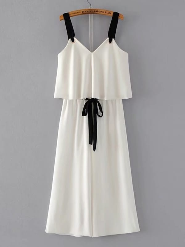 Contrast Strap Cami Top With Wide Leg Pants | SHEIN