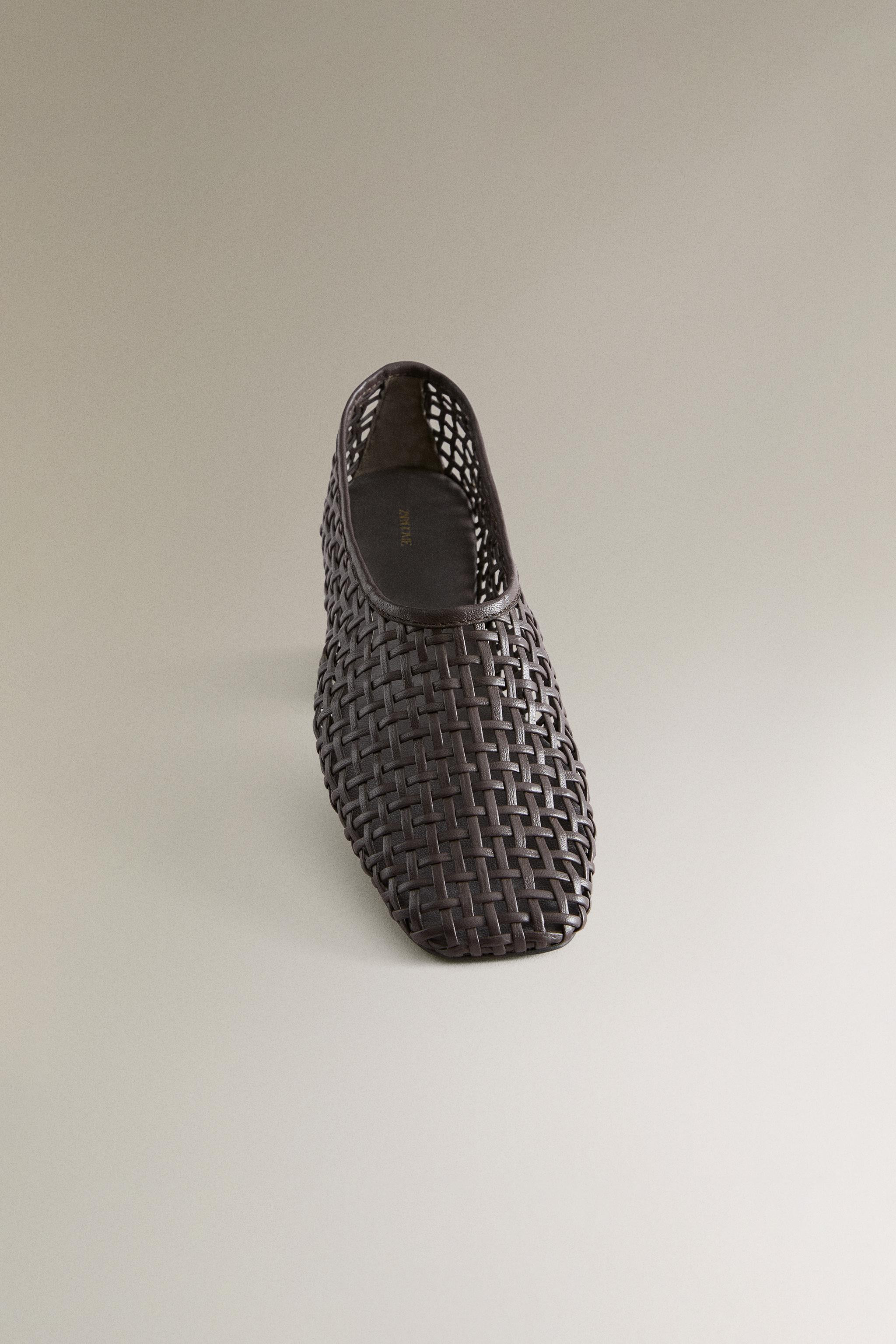 BRAIDED LEATHER BALLET FLATS | Zara Canada