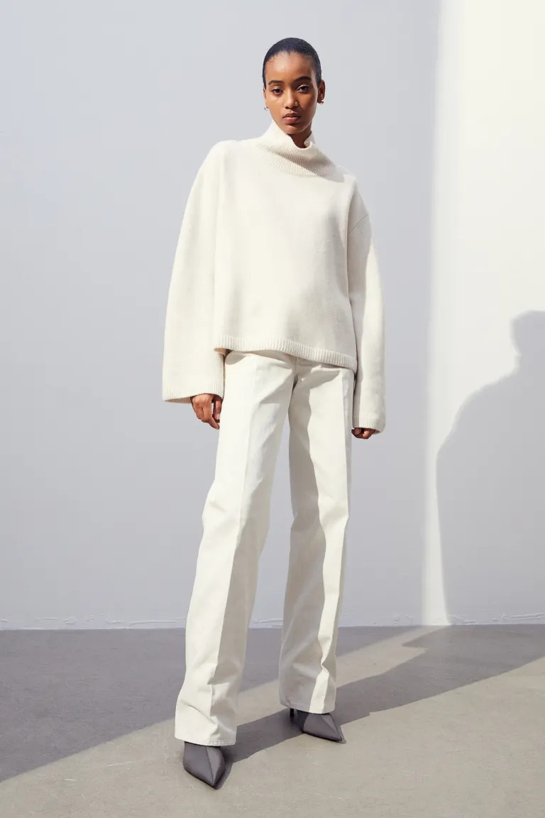 Jersey oversize en mezcla de cachemira - Blanco natural - MUJER | H&M ES | H&M (FR, IT, ES, PT, BE)