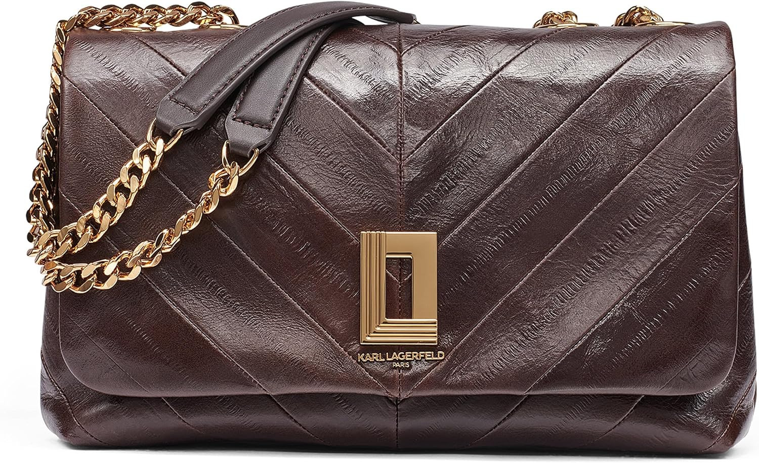 KARL LAGERFELD Paris Lafayette Chevron Eel Shoulder Bag | Amazon (US)
