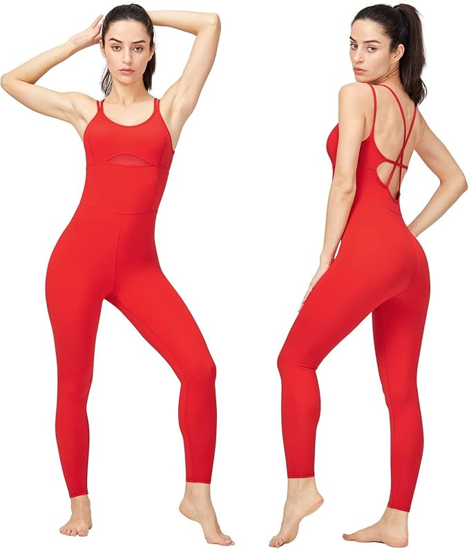 LOVESOFT Women's Sleevesless Bodysuit Dance Unitard, Backless Bodycon Rompers Jumpsuits for Worko... | Amazon (US)