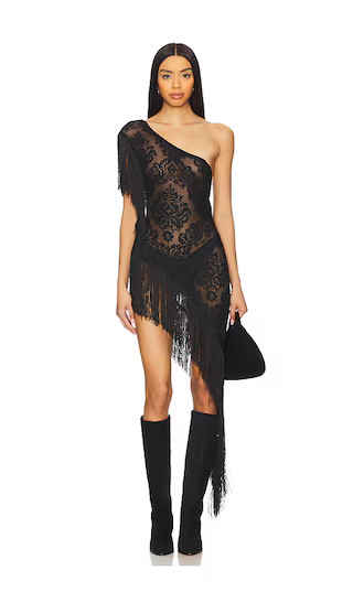 Poncho Dress With Tassels in Black | Revolve Clothing (Global)