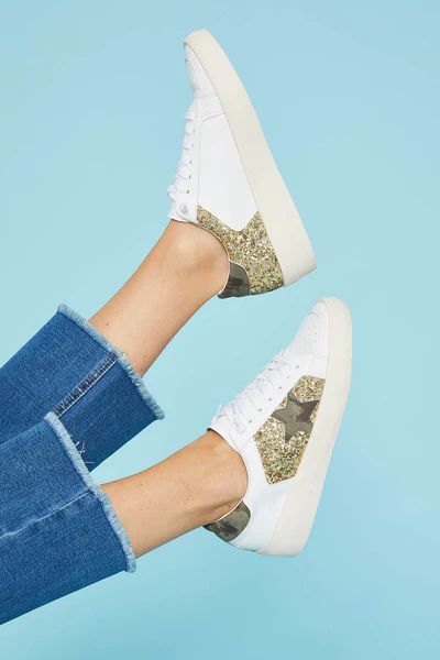 ST Olga Golden Girls Camo Star Wedge Lowtop Sneakers | Social Threads