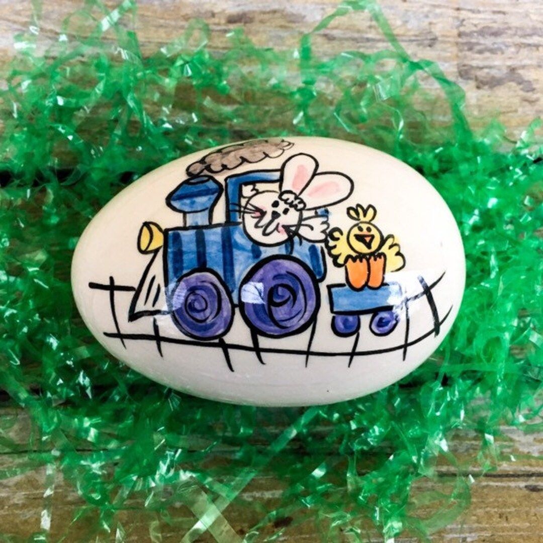 Bunny on Train - Personalized Ceramic Easter Egg | Etsy (US)