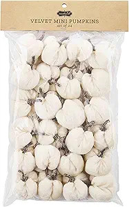 Mud Pie Velvet Pumpkin Vase Filler, 1 1/2" x 2" Dia, Cream | Amazon (US)